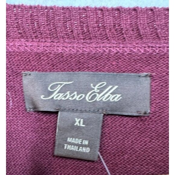 Tasso Elba Crew Neck Sweater Striped Colorblock Red Plum Gray Men's Size XL NWT - Picture 7 of 9